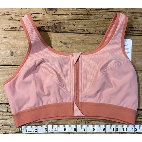 Syrokan Womens Size 36C Orange Color Block Front Zip Sports Bra NWT - Picture 3 of 7